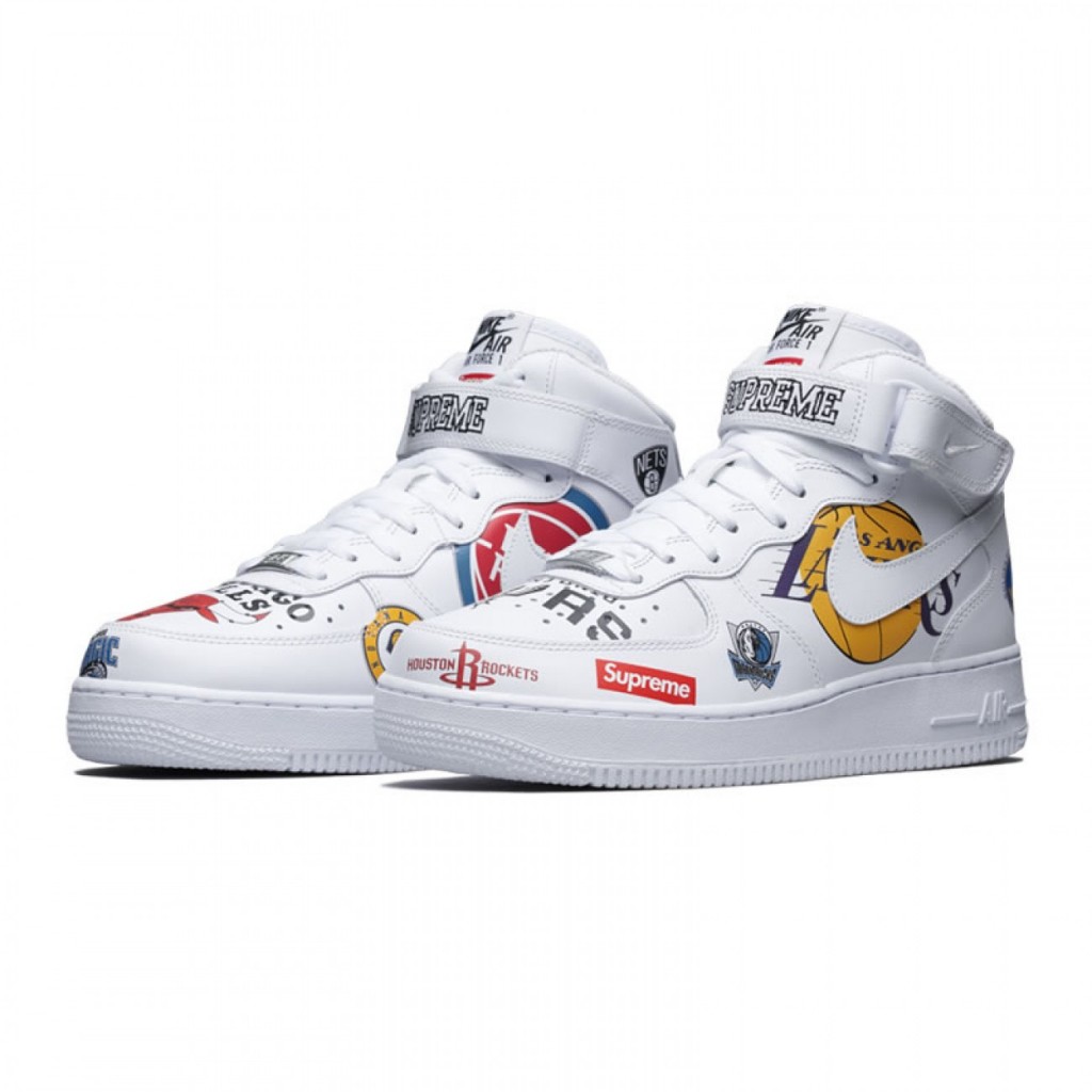 nike air force 1 mid supreme nba white